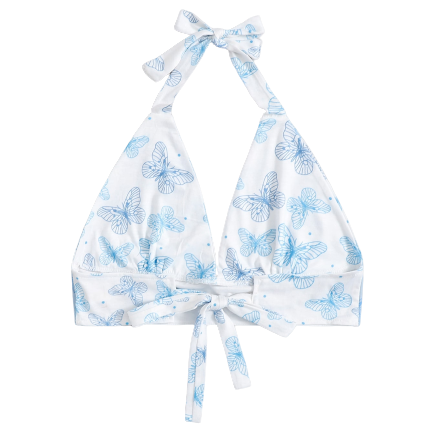 Summer Blue Butterfly Women's White Camisole Top