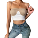 InstaHot Cami Top Women 2020 Summer Rib Knit Bikini Patchwork Slash Neck Slim Skinny Backless Crop Top Casual Fashion Strap Tops