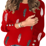Feather Top Long-sleeve Knit Sweater