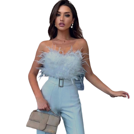 Feather Tube Top Fashion Jumpsuit