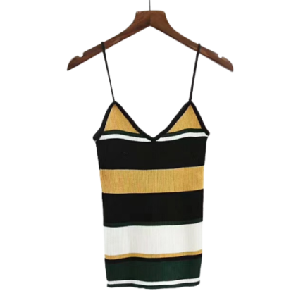 ROMWE Color Block Stripe Cami Top Casual Ribbed Camisole