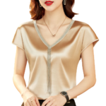 Silk Satin Loose Cropped Top With A Bottoming Shirt