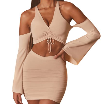 V Neck Tank Top Suit Sexy Nightclub Bag Hip Skirt Two Piece Suit