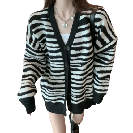 Zebra print knit top coat