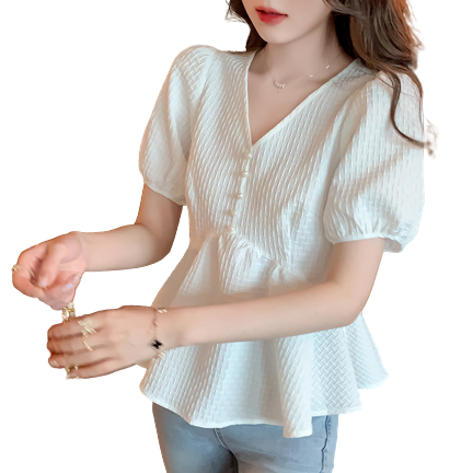 French Chic Design Puff Sleeve Top