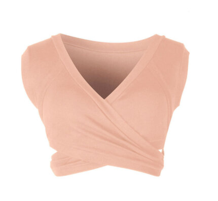 European And American New Solid Color Chest Wrap Top