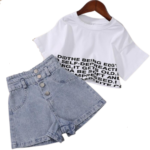Two-piece Fashionable Jeans Crop Top