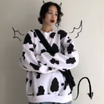 Cute girlish cow top
