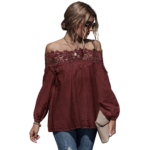 One-shoulder puff sleeve French top
