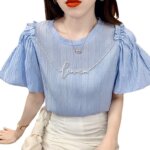 Puff Sleeve Solid Color Short-sleeved