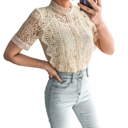 Crochet Lace Short-sleeved Casual Top