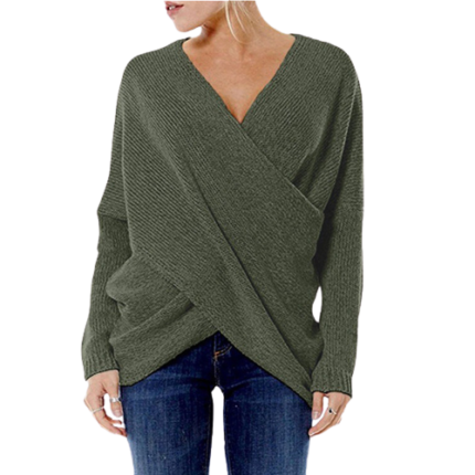 Cross long sleeve pullover knit top