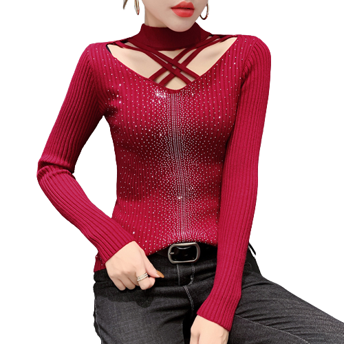 Design High Neck Knitted Bottoming Shirt Top