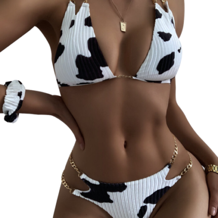 European And American Cow Print Swimsuit
