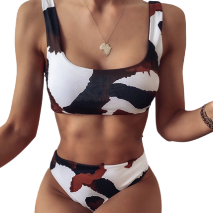 New cow print mini vest bikini