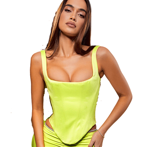 Square Neck Satin Sling Cropped Top