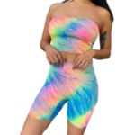 Tie-dye suit two-piece tube top shorts