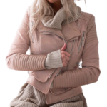 Women's zipper lapel jacket top