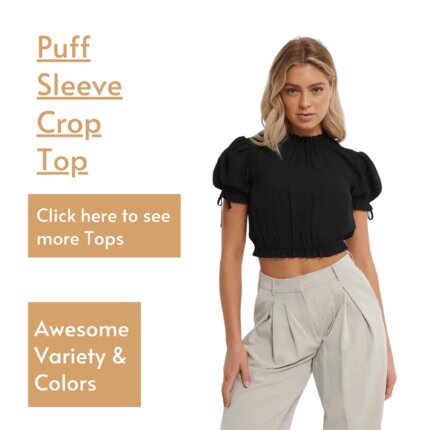 Puff Sleeve Crop Top at woman tops