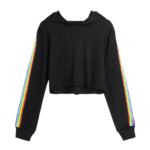 Female Rainbow Striped Crop Top Sweatshirt Hoodie