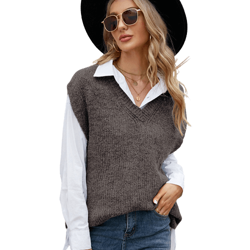Women's V-Neck Casual Sweater Tank Top