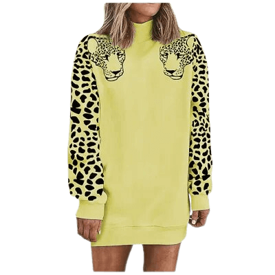 Casual High Neck Top Leopard