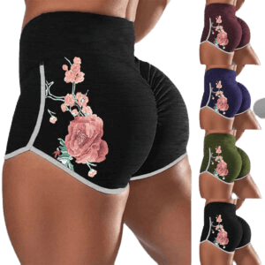 Women Pushup Gym legging running floral shorts