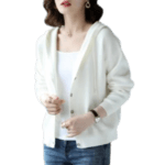 Hooded Sweater Tank Top Women Long Sleeve Single-breasted Sweaters Clothes