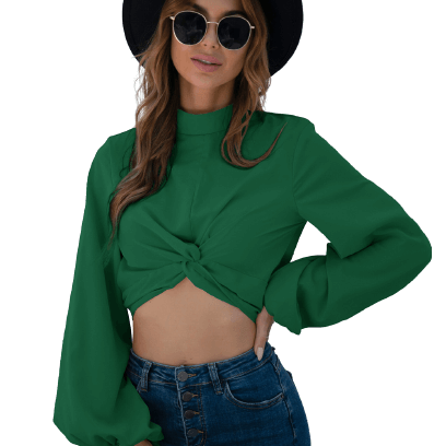 High rated Design Twisted Lantern Sleeve Crop Top