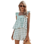 Fresh and Sweet Suspender Top Plaid Shorts