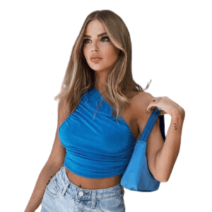 Fashion one-shoulder sleeveless pleated top