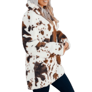 Cow Print Pullover Sweater Warm Jacket Women