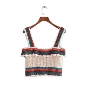 Crochet Jacquard Lace Slim Knit Top