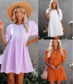 Spring And Summer European American Solid Color Dress 29