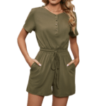 Spring And Summer Solid Color Short Sleeve Rompers
