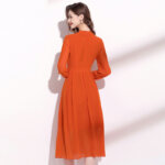 Orange Long Sleeve Dress Elegant Lady 15