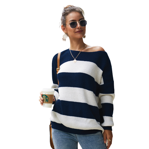 Original Design Women's Sexy Striped Crop Top Sweater