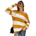 Original Design Women's Sexy Striped Crop Top Sweater 41