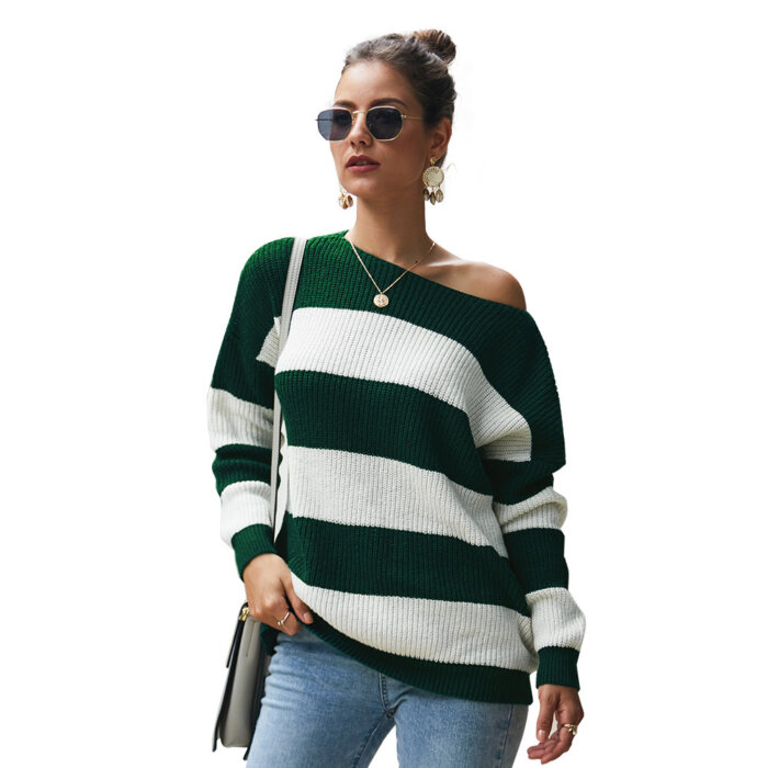 Original Design Women's Sexy Striped Crop Top Sweater 39