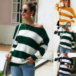Original Design Women's Sexy Striped Crop Top Sweater 37