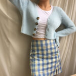 Single-Breasted Buttoned Long-Sleeved Crop Top Sweater Cardigan Top 14