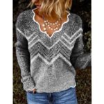 Women's Printed Long-Sleeved Fleece Crop Top Sweater 64