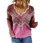 Women's Printed Long-Sleeved Fleece Crop Top Sweater