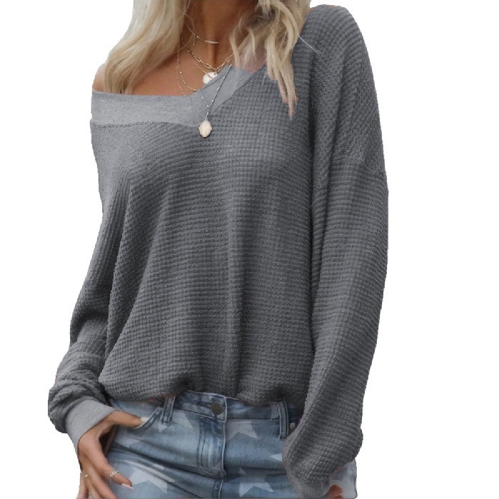 Women's V-Neck Long-Sleeved Crop Top Sweater 15