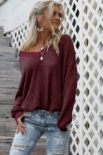 Women's V-Neck Long-Sleeved Crop Top Sweater 21