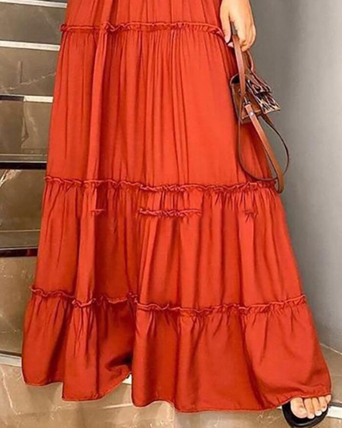 Orange Pleated Dress 17