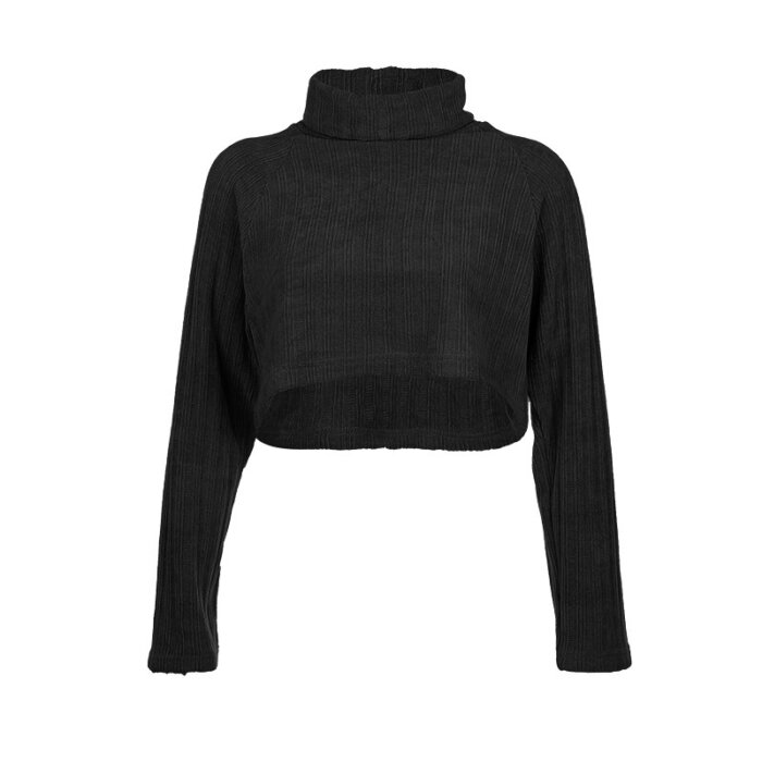 Turtleneck plush casual striped crop top sweater 25