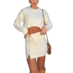 New Slim Stretch Top And Skirt Two-piece Set