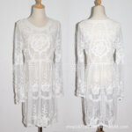 Embroidered Bell Sleeve Lace Perspective Dress 35