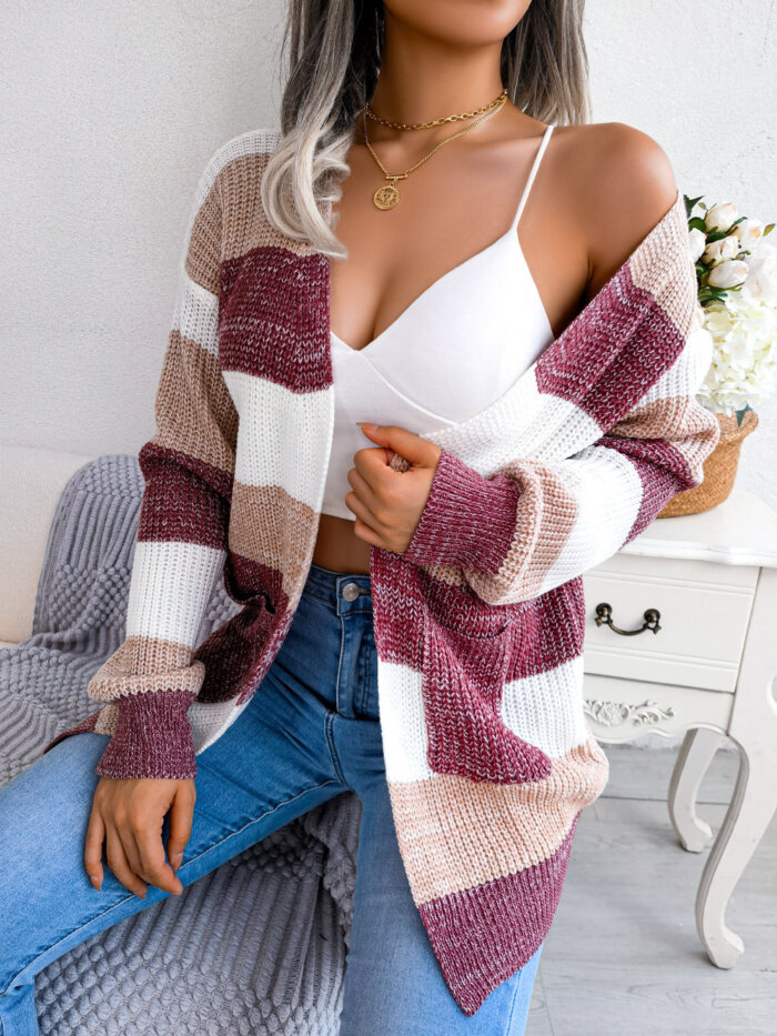 Plaid Crop Top Sweater Women's Casual Outerwear Clothes 22